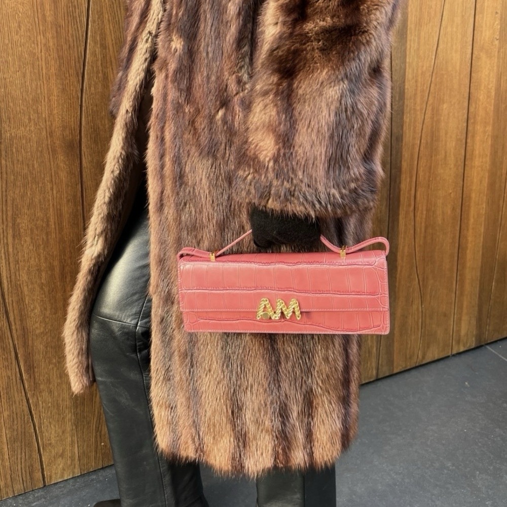 APEDE MOD Pink Embossed Baguette Bag Shoulder Crossbody - Picture 5 of 11